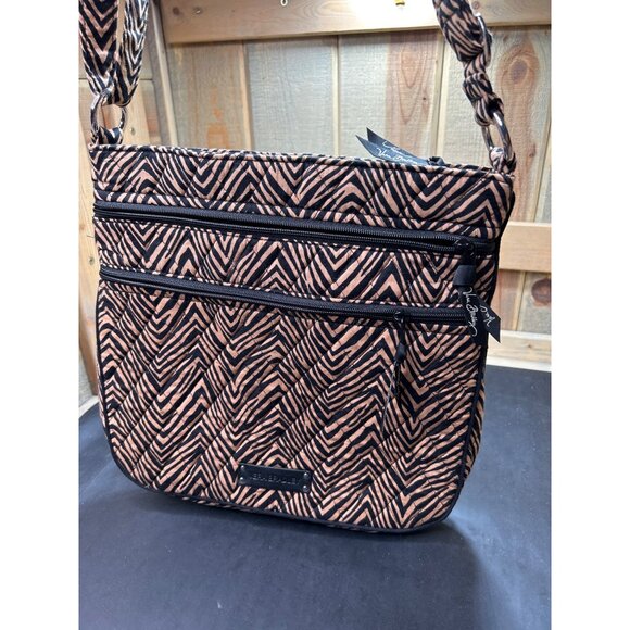 Vera Bradley Zebra Print Quilted Crossbody Bag With Multiple Zipper Pockets - Picture 3 of 11